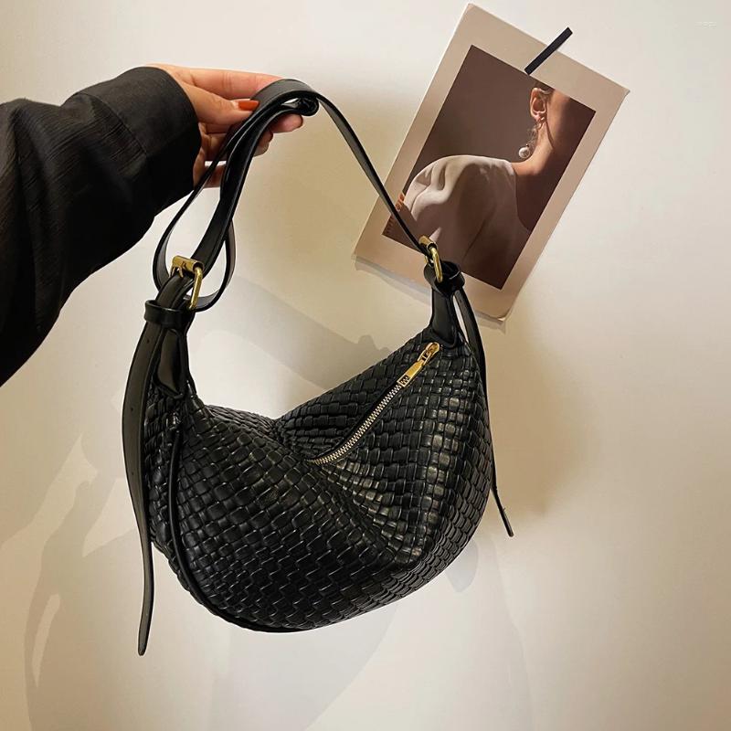 Shoulder Bags Women Daily Bag Adjustable Strap Woven Simple Hobo Solid Color Stylish Shopping