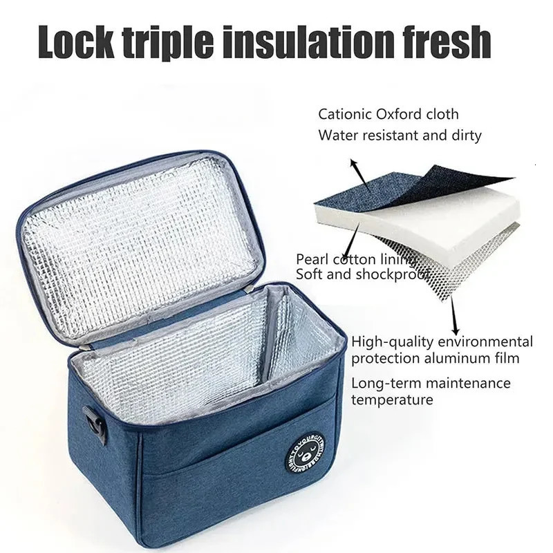 Insulated Lunch Box Men Women Travel Portable Camping Picnic Bag Cold Food Cooler Thermal Kids Case With Strap 1 241122