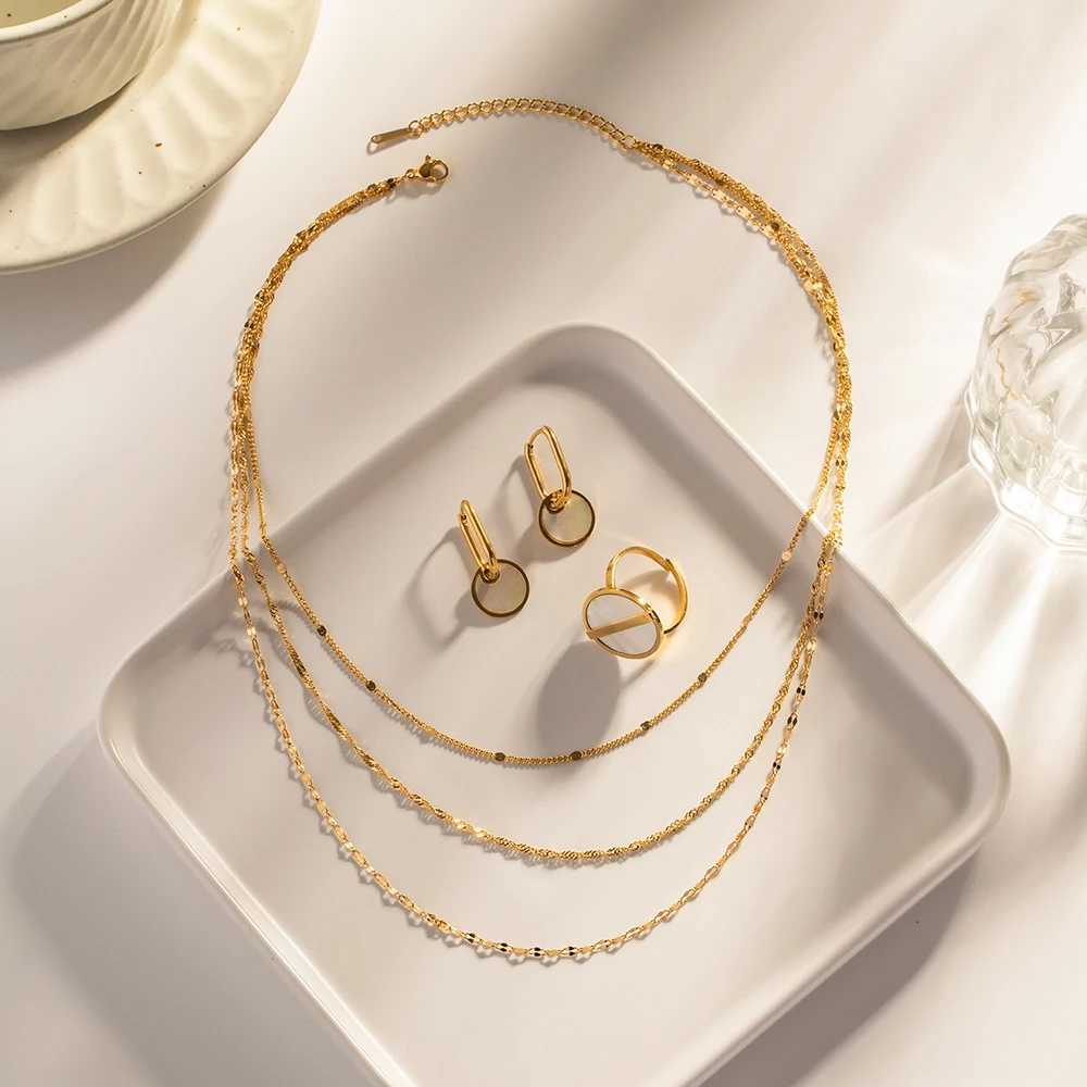 Youthway 18K Gold Color Stainl Steel Three Layer Necklace Jewelry Women Gold Color Pvd Plated Elegant Gala NewX241123