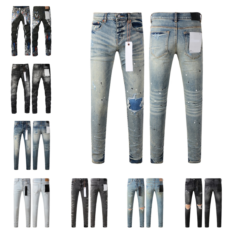 jeans designer jeans mens womens pants summer hole High Street Retro Straight Regular Jeans Denim Washed Old Jeans