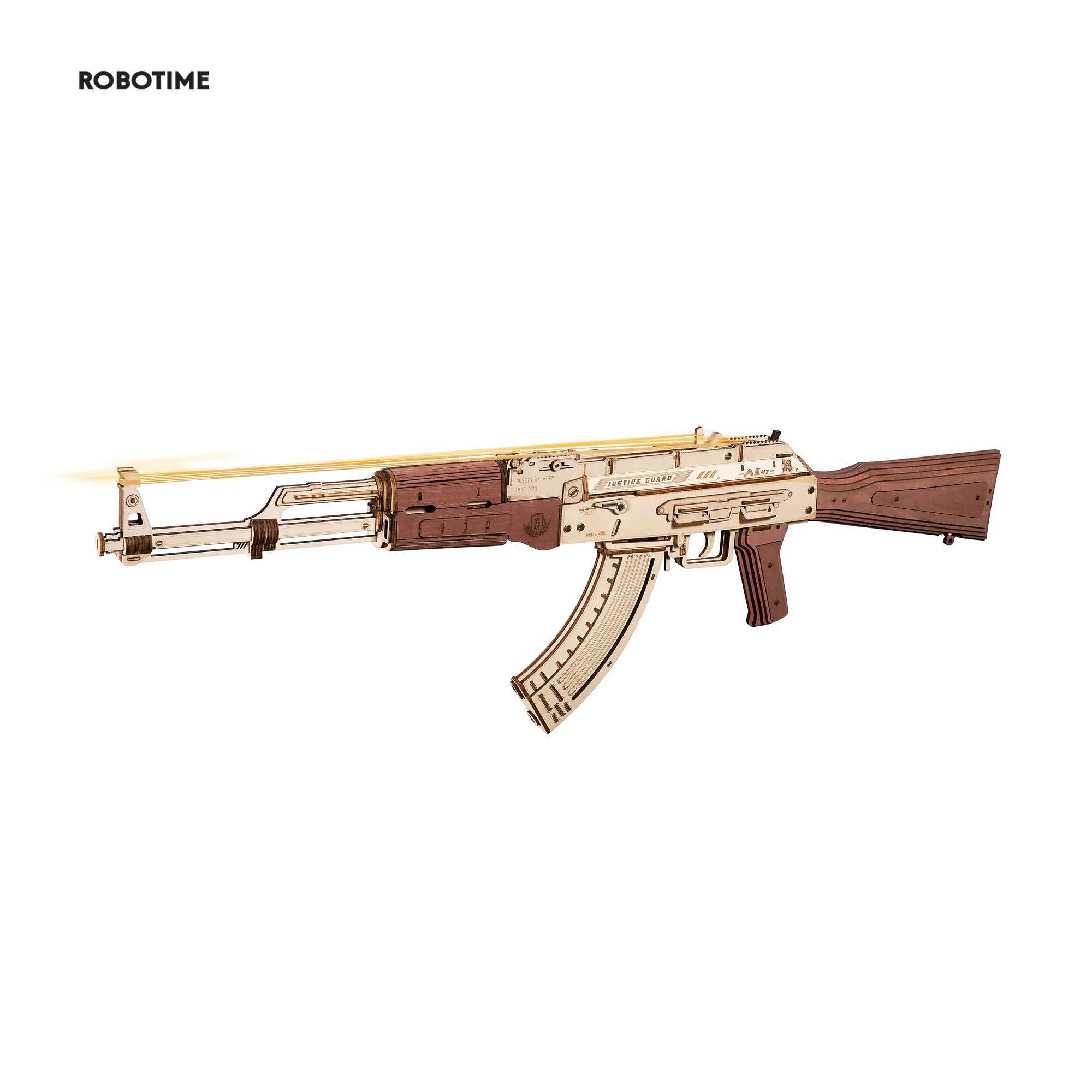 Robotime Rokr Automatic Rifle AK47 3D Wooden Gun Fun DIY Building Blocks Toy Children Adult Justice Guardian Wooden Puzzle LQ901 X241122