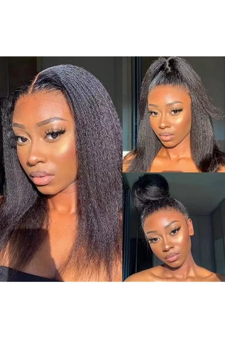 Kinky straight human hair wigs 360 full lace pre plucked hd lace frontal wig short afro kinky curly wig for black women 12inch 130%density