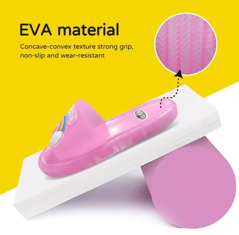 Childrens Boys Girls Slippers Cartoon UNICORN Animals Prints Shoes Lighted Fashion Cute Shoes Bathroom Kids Toddler Slippers 240422