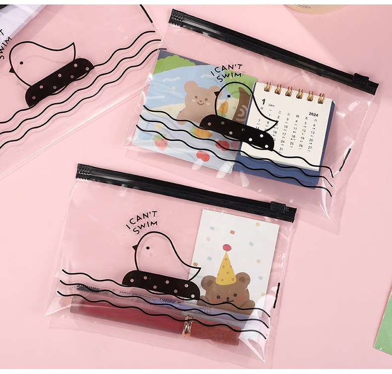 PE transparent storage packaging bag back to school season blood circulation simple learning supplies storage bag leather elastic band underwear gift 