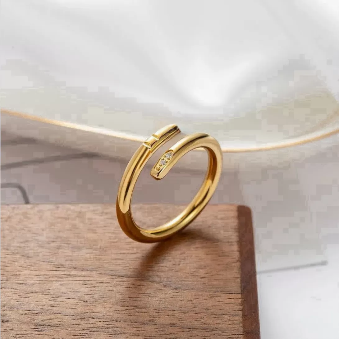 luxury Classic Nail Ring Designer Ring Fi Unisex Cuff Ring Couple Bangle Gold Jewelry Valentine's Day Gift Q3GP#