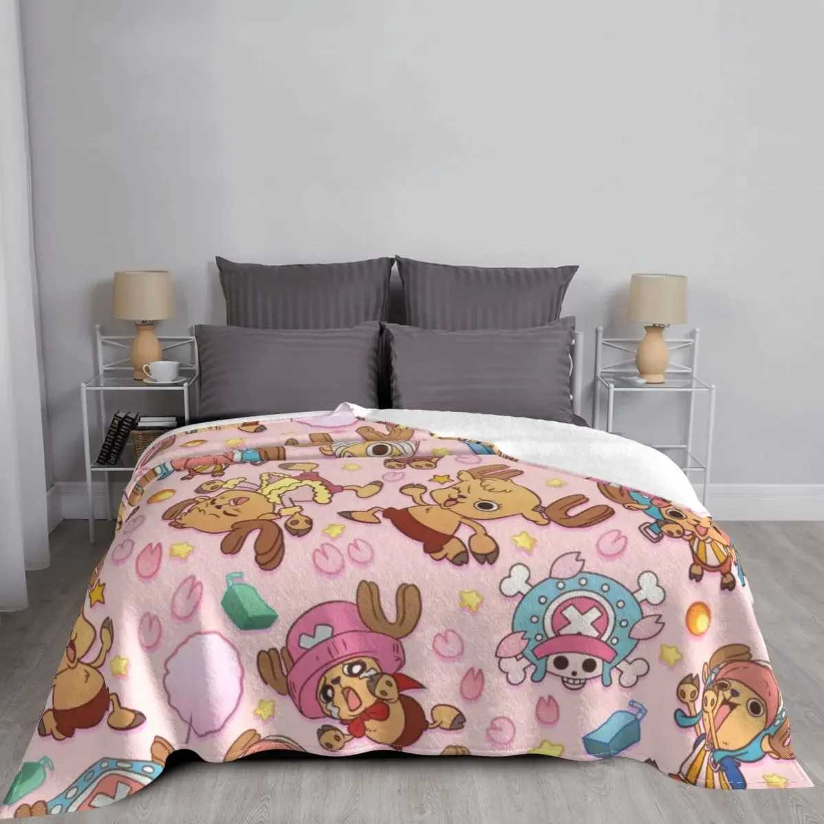 One-Piece Tony Chopper Blanket Coral Fleece Plush Summer Pirate Anime ltifunction Super Warm Throw Blankets for HomeC241122