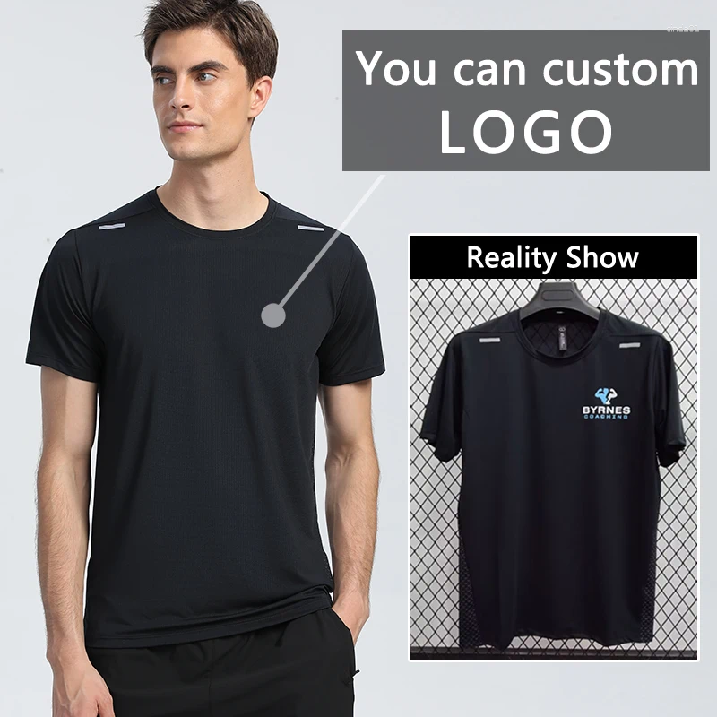 Men's T Shirts Custom LOGO Men Running T-shirt Fitness Sports Top Gym Training Shirt Jogging Casual Sportswear Quick Dry Outdoor