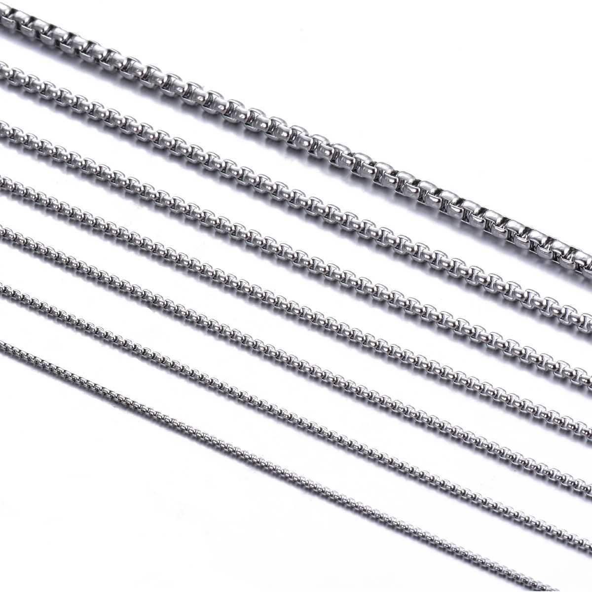 1Pc Stainless Steel Square Rolo Stainless Steel Chain Necklace Round Box Necklace Men Women Width 2mm-5mmX241122