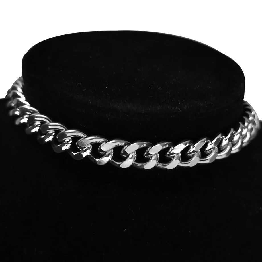 Fashion Stainless Steel Silver Color Chunky Cuban Link Chain Choker Necklace For Women Men Hip Hop Neck Collares Jewelry GiftX241122