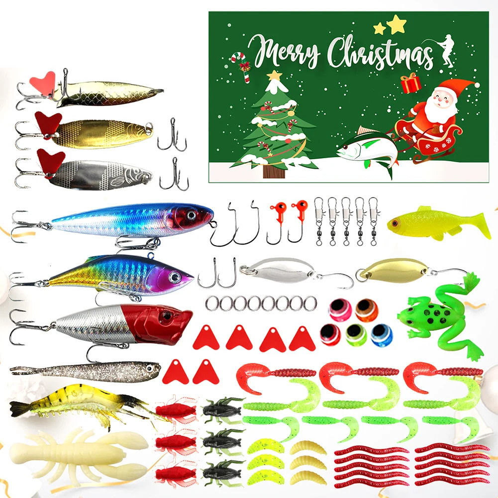 2024 Fishing Gear Set Comes Calendar Box Christmas Fishing Gear Set Various Fish Baits Surprise Gift Box 241122