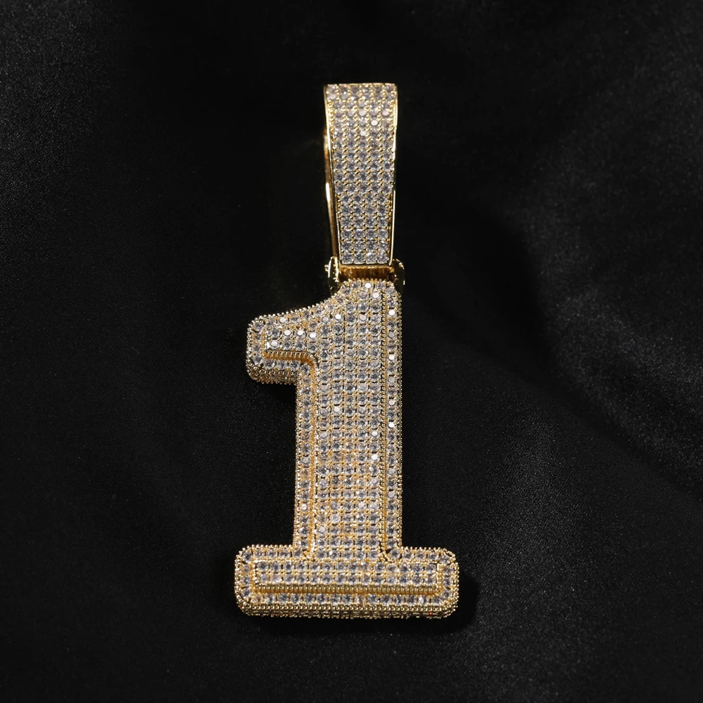 TBTK Big Size Lucky Number 0-9 Pendant Necklace Micro Paved Out 5A Cubic Zirconia Charm Necklace Hiphop Jewelry 241122