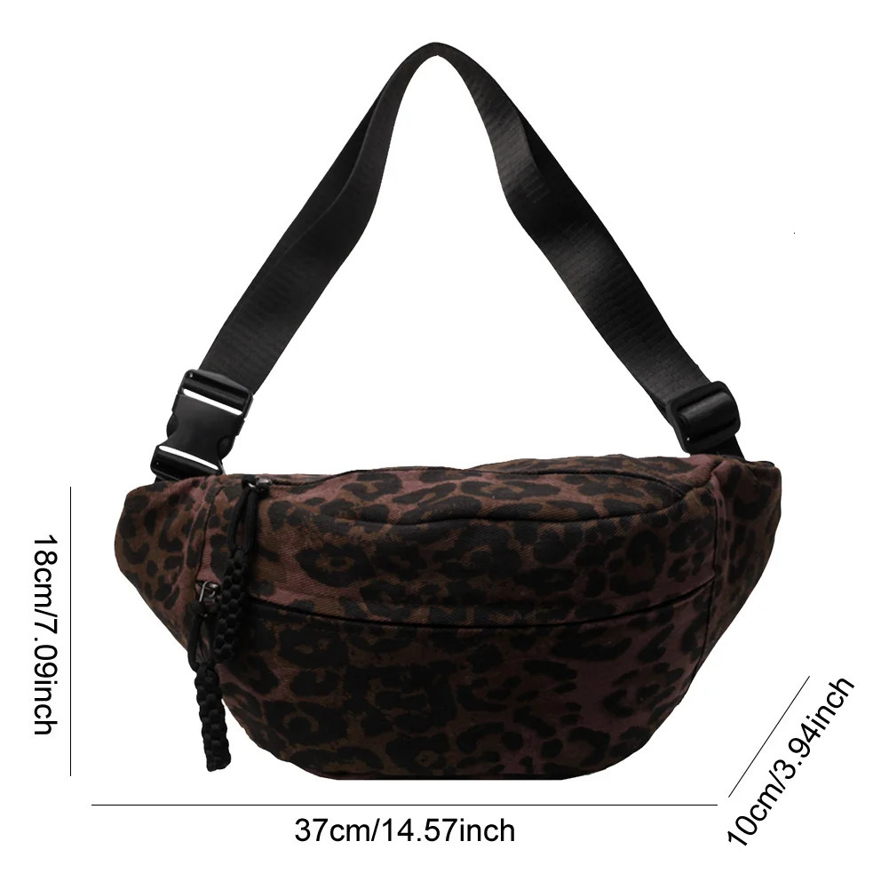 Leopard Print Waist Bag Stylish Waist Pack Large Capacity Trendy Fanny Pack Zip Closure Vintage Belt Bag Outdoor Travel Bag 241122