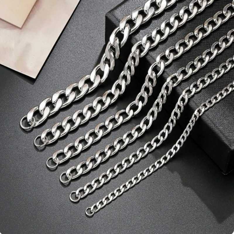 316L Stainless Steel Cuban Link Chain Necklace for Men Jewelry Accessories Neck Chains Male 3MM-10MM Width XJ250708