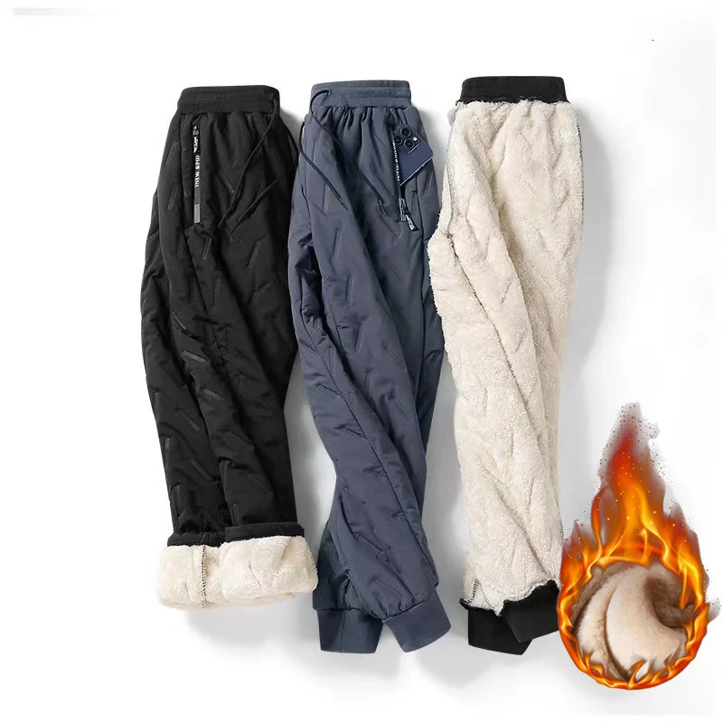 Down Pants Casual Men Thickened Fleece Loose Sportswear Winter Warm Clothes y241120