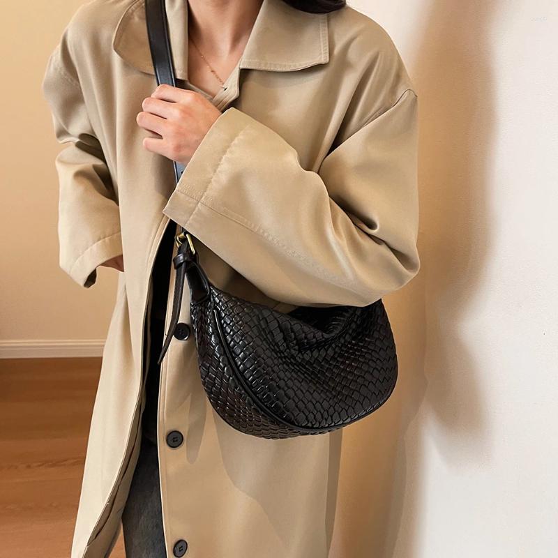 Shoulder Bags Women Daily Bag Adjustable Strap Woven Simple Hobo Solid Color Stylish Shopping 240729