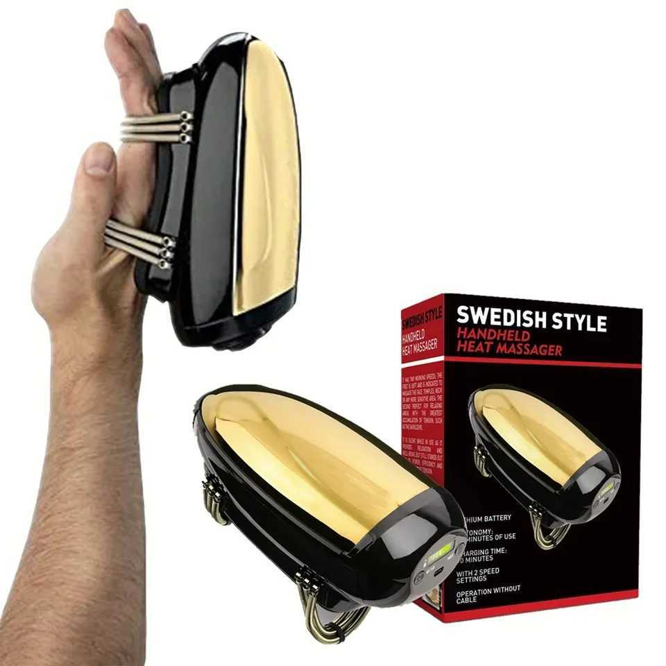 Cordless Metal Handheld Heat Massager Mens Barberology Massager USB Charge Vibration Professional Head Massage 2 Massage NodesXJ241123