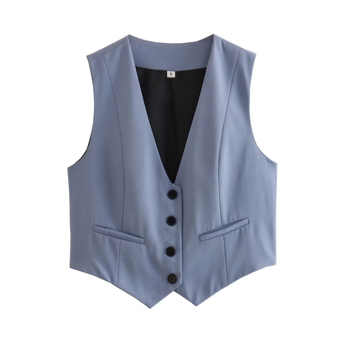 women Single breasted suit vest Woman's Vest White V Neck Single Breasted Vintage Retro Tooling Waistcoat Formal Casual Business Slim Waistcoat W