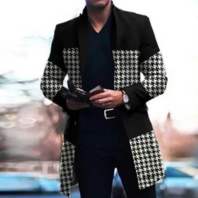 Solid color single chest lapel long jacket casual jacket casual trench autumn and winter fashion mens wool coat trench M241122