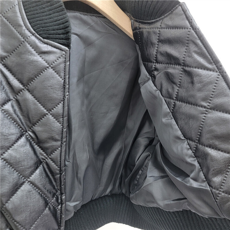 Autumn Fashion New Items Women's Versatile Knitted Sleeve Leather Jacket Vintage Stand Coat Female Trendy