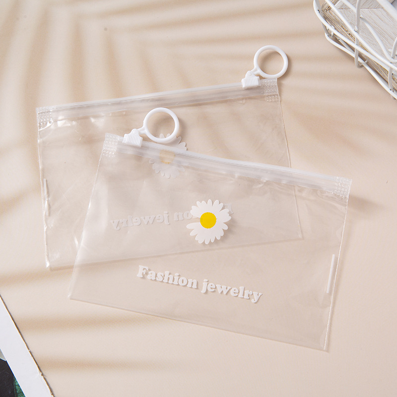Manufacturer's direct supply small daisy jewelry storage bag transparent ring convenient bag sealed plastic bag large capacity