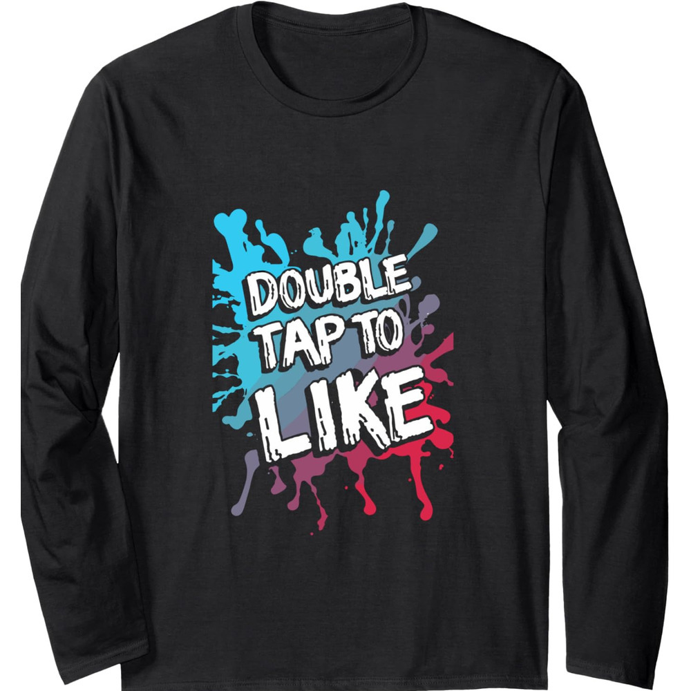 Long Sleeve Shirts for Men sweatshirt DOUBLE TAP TO LIKE Design Long Sleeve Tee Streetwear Casual tops clothes cool