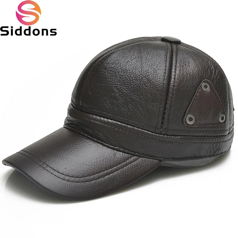 Style Men Brown Cow Leather Baseball Outdoor Real Leather Retro Hat Adjustable Real Cowhide Leather Baseball Cap 241122