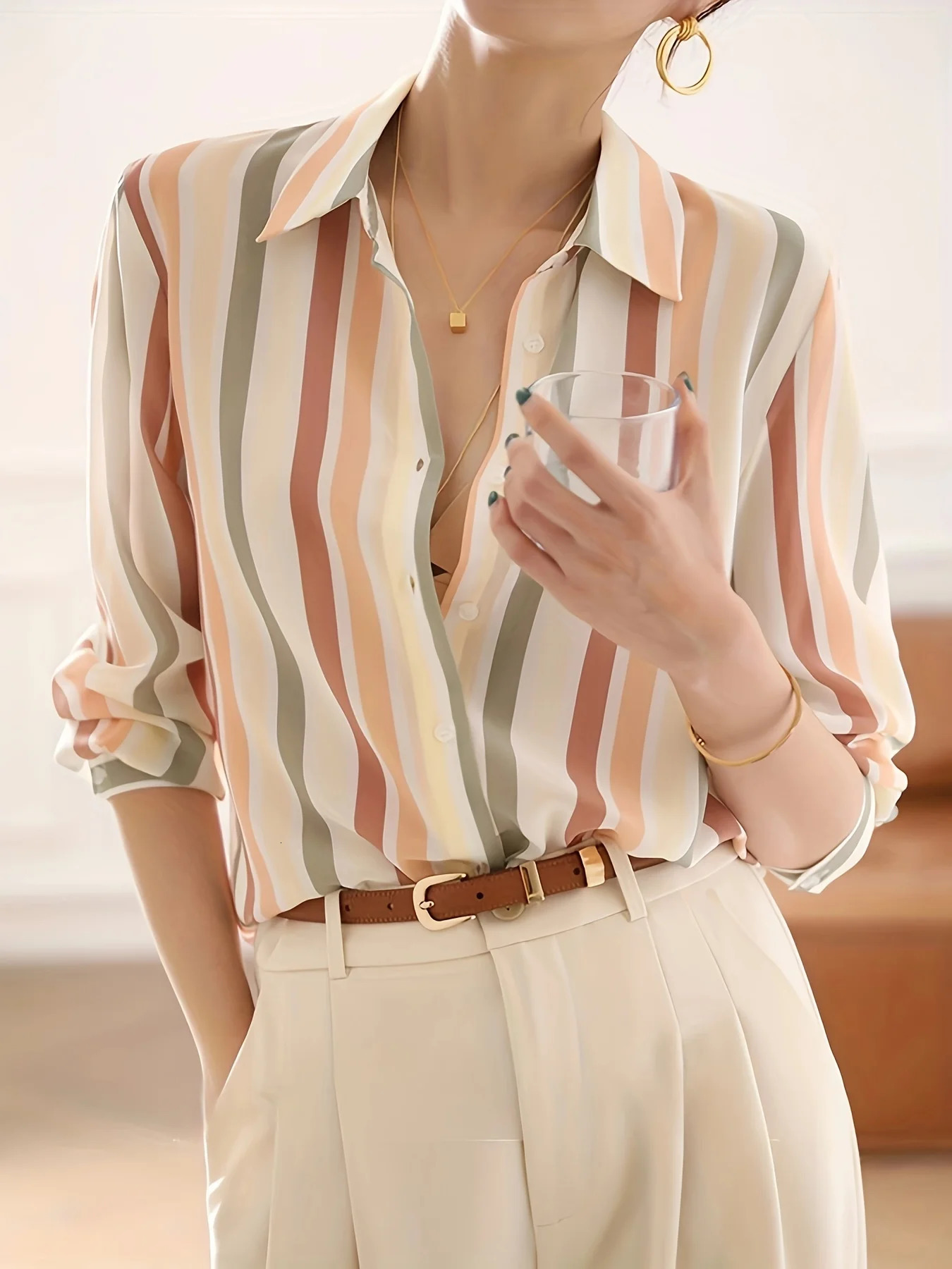 Arrival Womens Blusa Mujer for Spring Autumn Fashion Trendy Print Ladies ButtonDown Shirt Work and Casual 241121