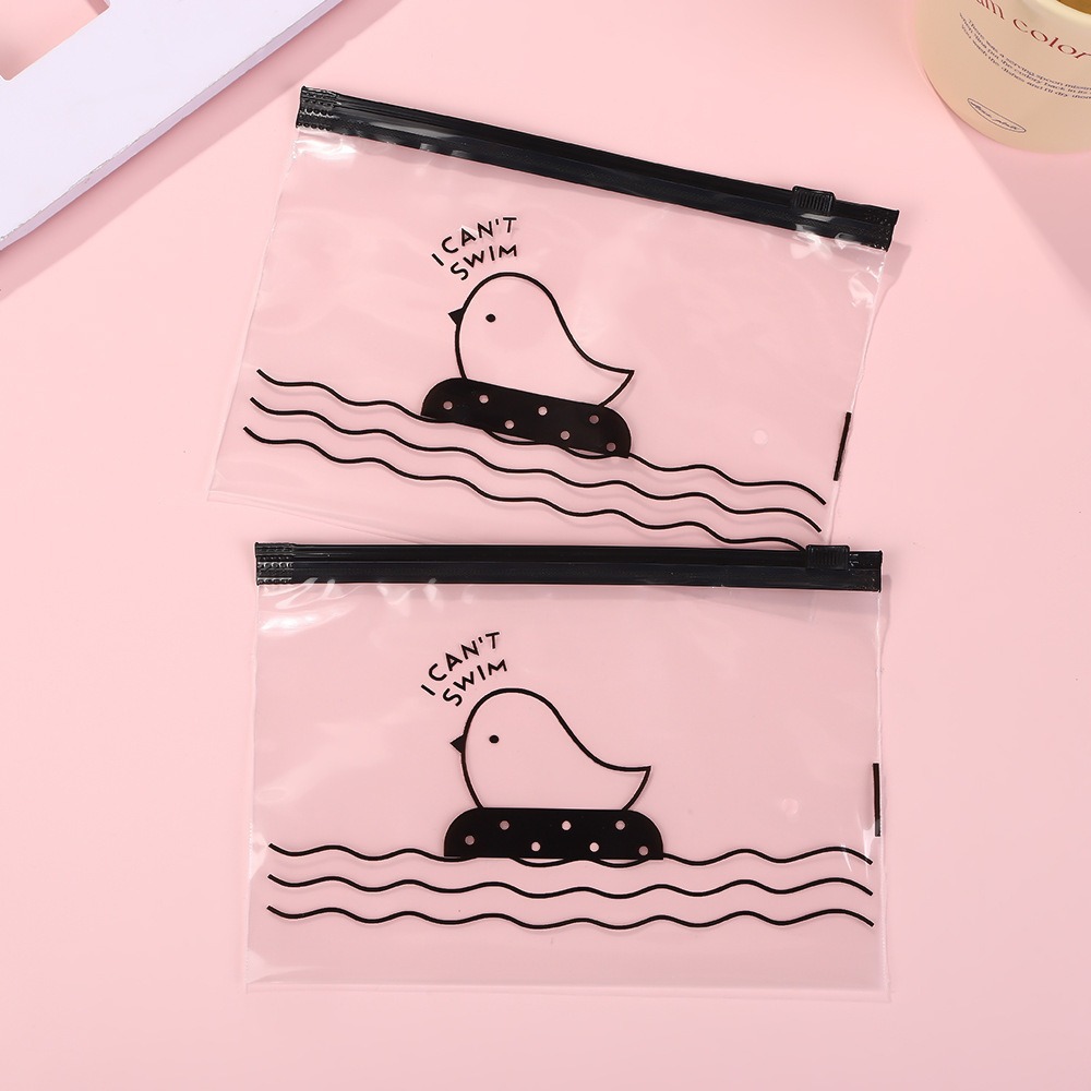 Cartoon Chicken Fashion High Transparency Ring Zipper Bag Travel Cosmetics Underwear Socks Storage Bag Stationery Packaging Bag