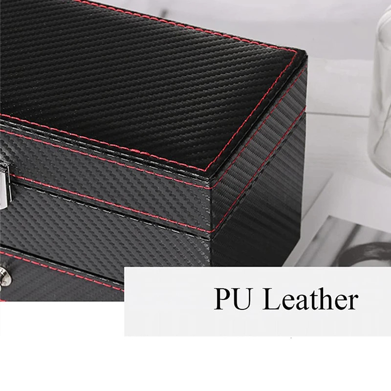 Watch box PU leather jewelry organizer mens/womens travel display box 4-slot magnetic top black 241122