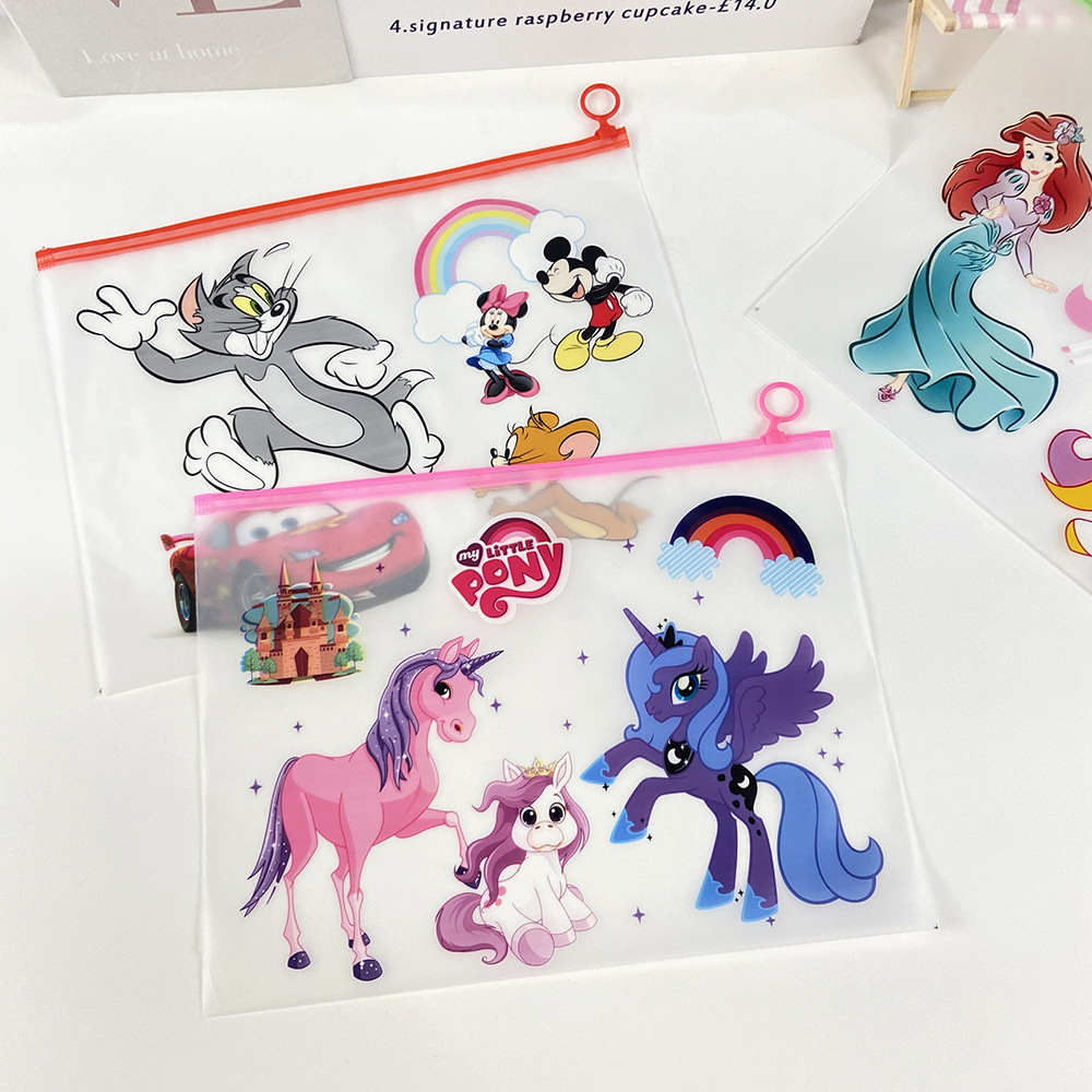 Children's favorite cartoon anime rainbow unicorn stationery storage bag student jewelry headband hair clip packaging bag