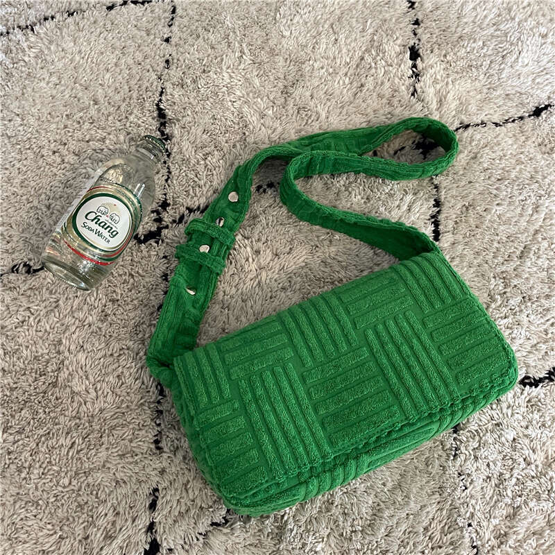 LEMON KOKO Green Towel Fabric Handbags And Purse Designer Crossbody Fashion Pillow Bags For Women Shoulder Bag Ladies Tote Clutch