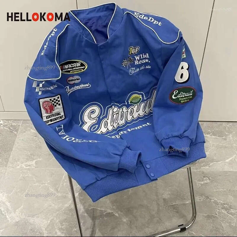 Men's Jackets 2022 Unisex Racing Jacket Four Seasons Casual Varsity Coat Baseball Letter Embroidery Locomotive Men Streetwear
