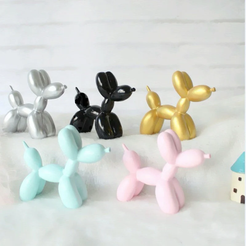 Balloon Dog Animals Statue Sculpture Animals Cake Art Pendant Modern Tabletop Decoration Home Resin Dessert Mat Balloon Party 0424