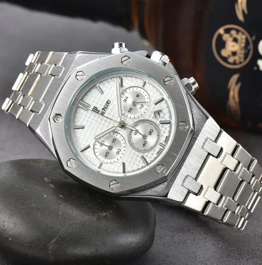 High quality Luxury Brand AP Mens Watches Stainless Steel Calendar 3 EYE Sapphire Automatic Designer Movement Multifunction Chronograph Man Watch All dial work ap