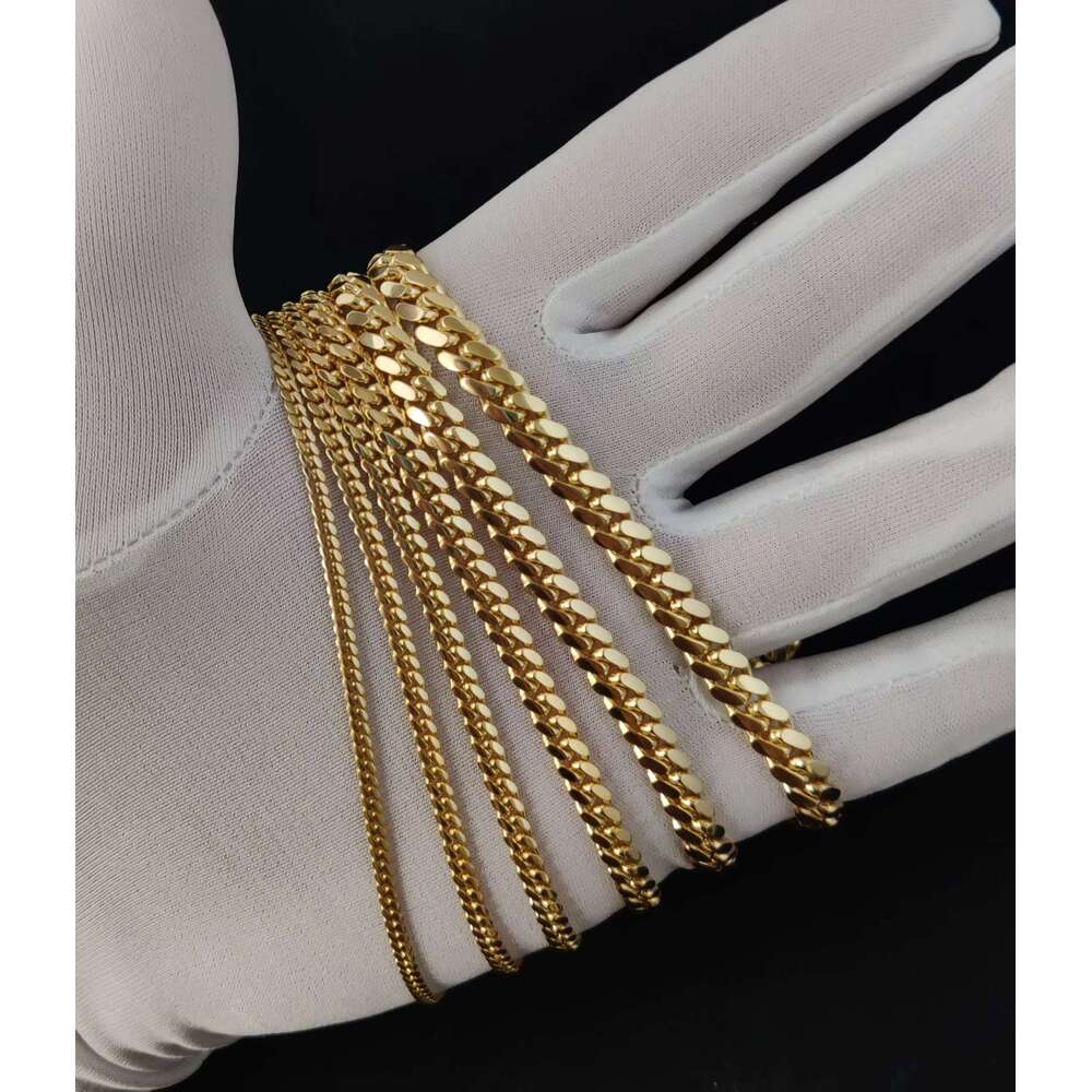 VLOVE Fine Jewelry Heavy 14K Real Solid Gold Miami Cuban K Chain Necklace 17Mm 7Mm