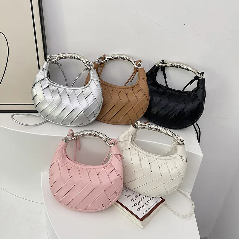 leather woven shoulder cross body European and American trend texture fashion garbage bag