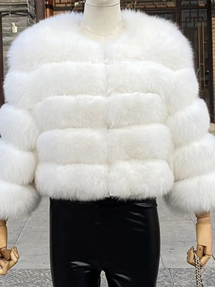 Faux Fur Short Coat Women Cropped Long Sleeve Artificial Jacket Winter Fluffy Top Thick Warm Furry Outwears 241120