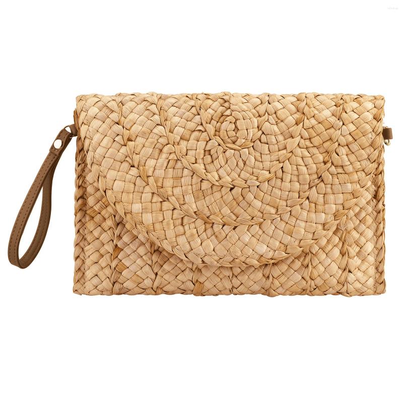 Shoulder Bags YYW Straw Envelope Clutch Handbag Women Summer Crossbody Bag With Strap Casual Handmade Woven Rattan Lady Purse Wallets B2