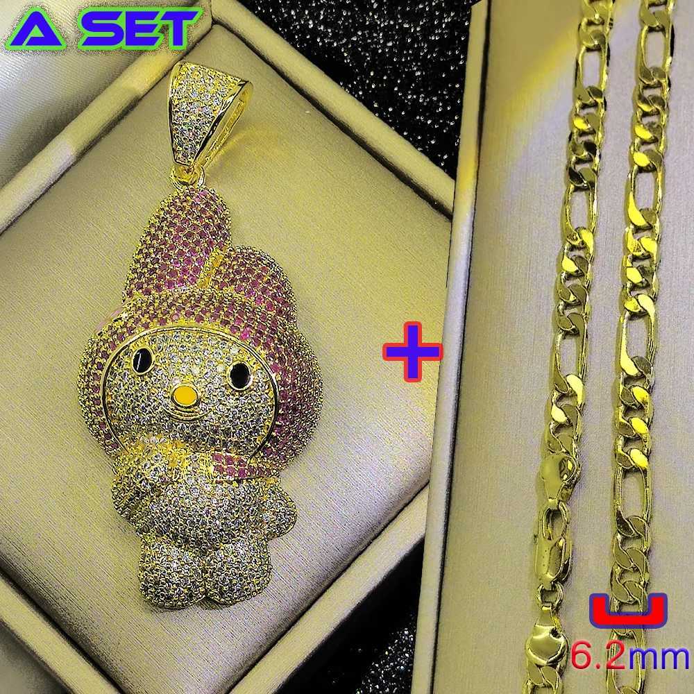 High end cust hip-hop trendy brand necklace luxurious diamond set gold pendant 18K gilded boutique decoration X2502241