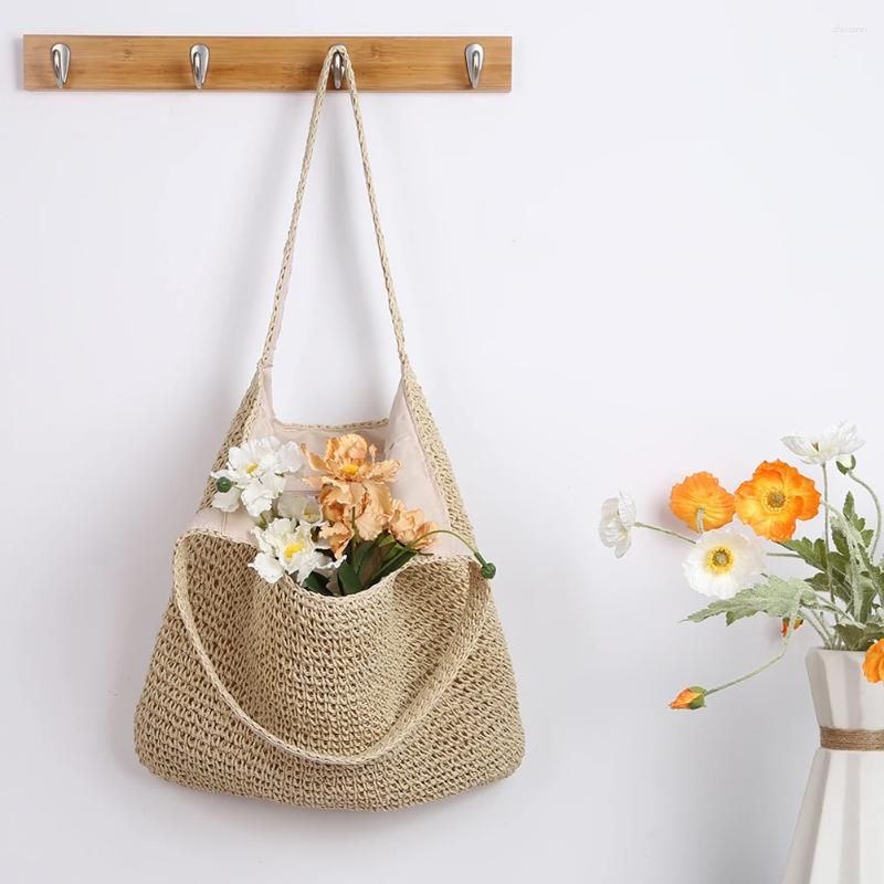 Totes Hand-Woven Handbags Summer Women Top-Handle Bags Large Capacity Paper Rope Handmade Fashion Simple Casual Shopping zhanyishengli