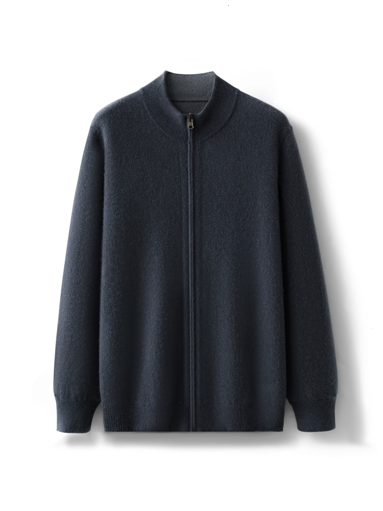 Cashmere Cardigan Sweater For Men - 2024 Autumn Winter Thick Knitwear, Reversible, Long Sleeve, Casual Basic Coat