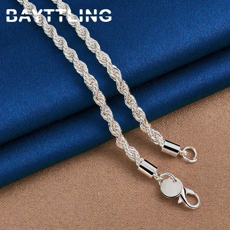 Charm 925 sterling silver accessories mens 4MM 40-60cm 2PCS rope chain necklace bracelet womens fashion wedding gift jewelry X241123