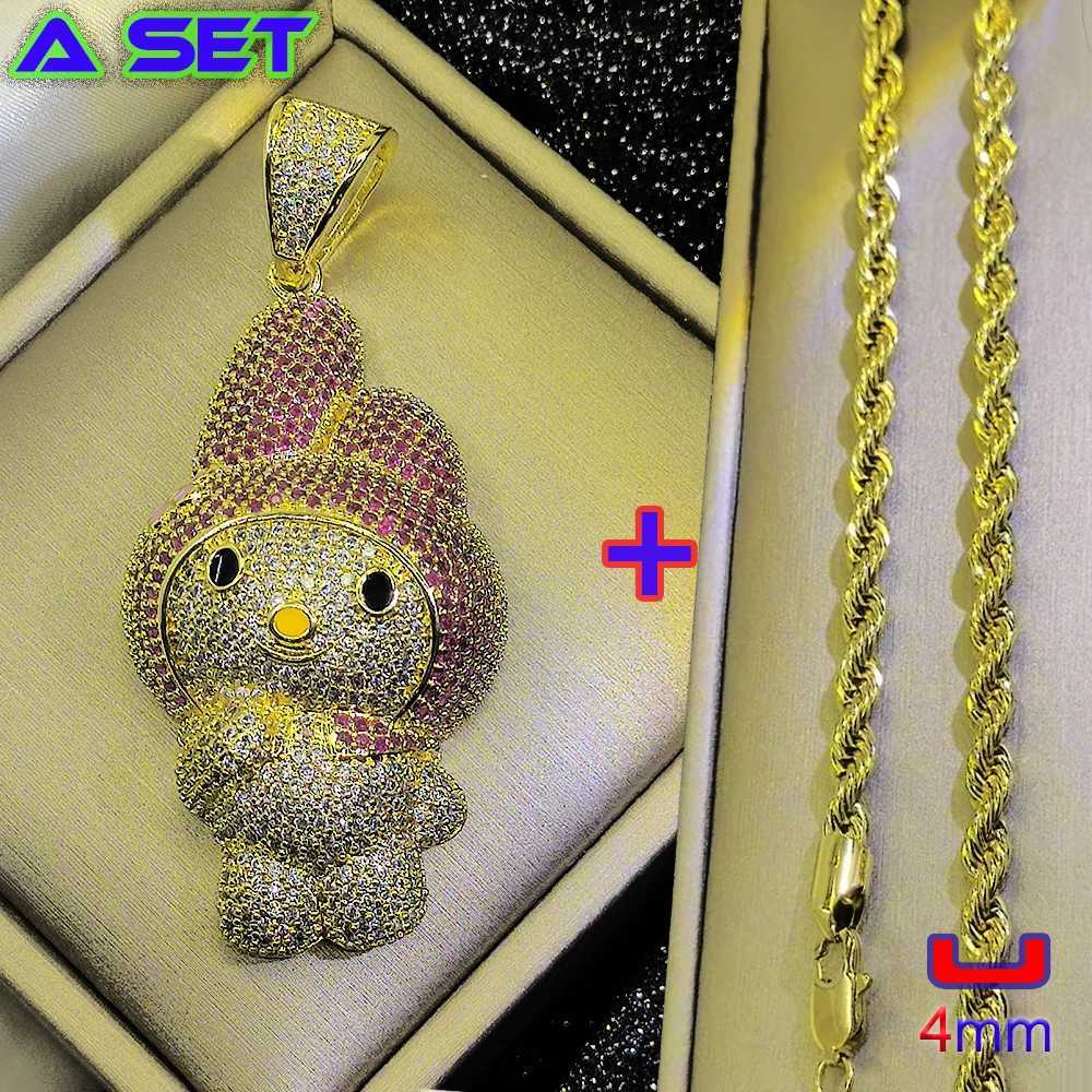 High end cust hip-hop trendy brand necklace luxurious diamond set gold pendant 18K gilded boutique decoration X2502241
