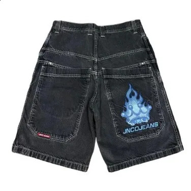 2024 Summer Y2K Hip Hop Pocket Baggy Denim Gym Shorts Mens Gothic Men Basketball Shorts Harajuku Gothic Retro Street Wear 240412