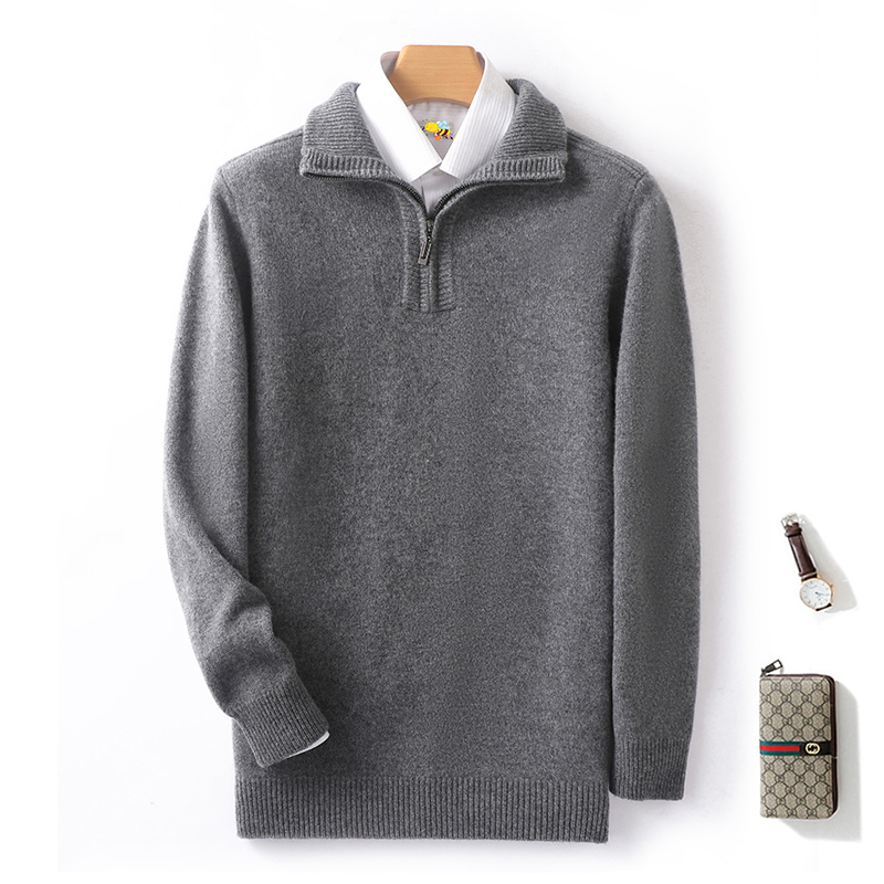 Long Sleeve Pullover Sweater Men - Merino Wool Half Zip Sweater Thick Wool Sweater Mens - Warm Casual Business Pullover