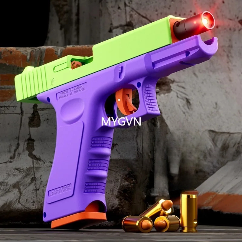 Multi-functional Soft Bullets Laser Toy Gun Shell Ejected Manual Continous Firing Pistol Double Magazine with Target Outdoor Game Cs Prop Gifts for Bo