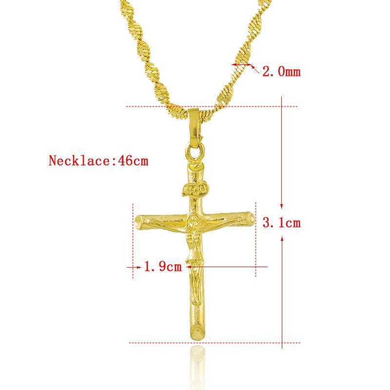 New genuine 24K gold necklace with gold-plated cross necklace suitable for both women and mens jewelry gifts X241123