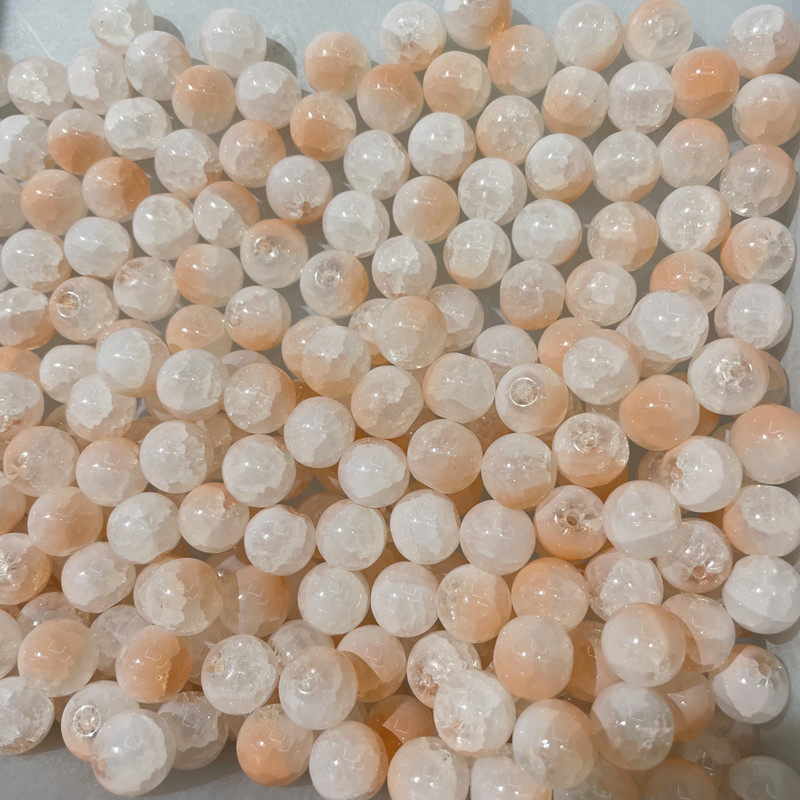 10mm Crackle Lampwork Beads Handcrafted Glass Round Beads Crystal Beads Beading Bracelet Jewelry Making