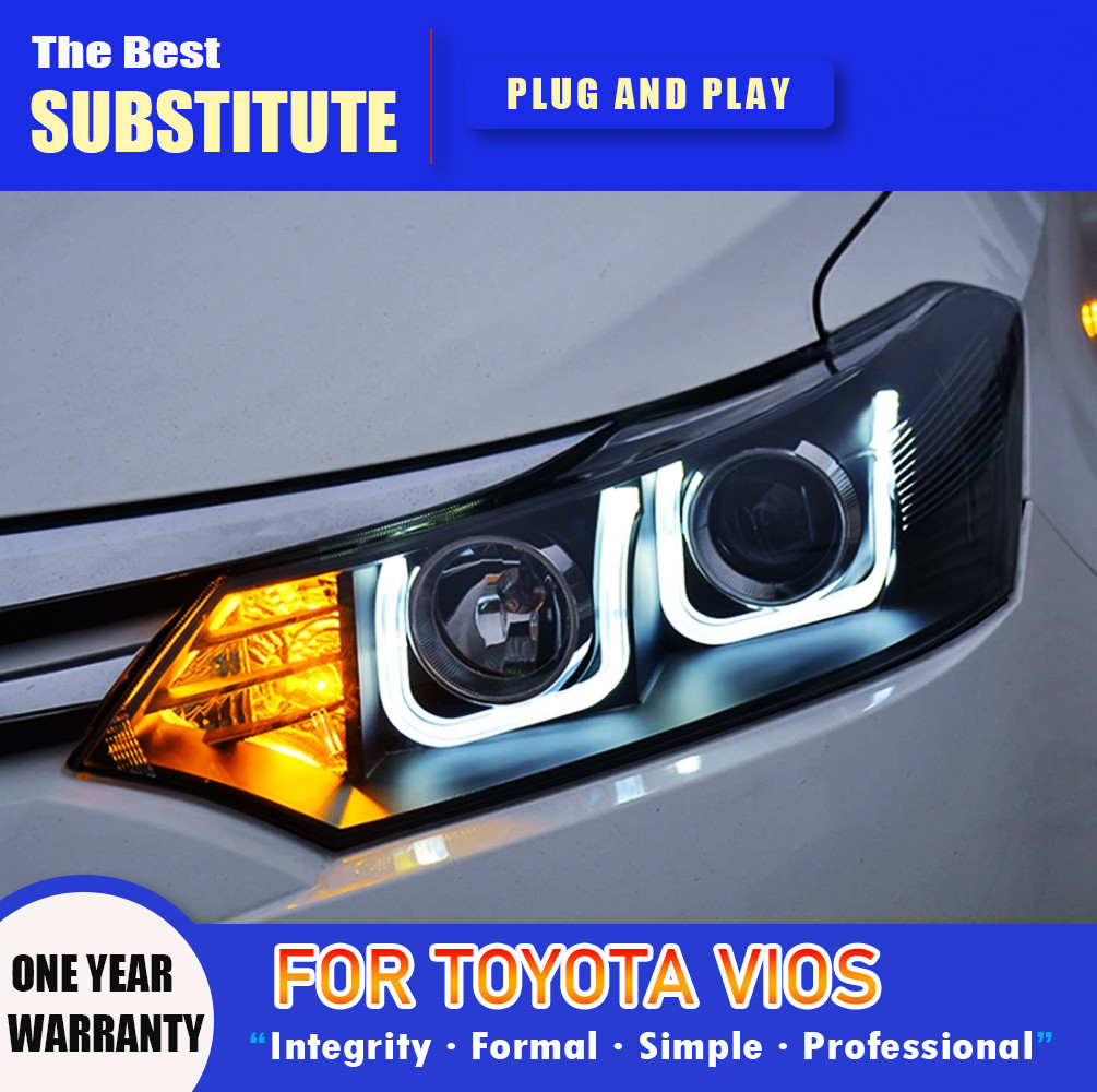 LED Headlight for Toyota Vios 2008-20 16 LED Headlights Signal Lights Day Running Light DRL Angel Eyes