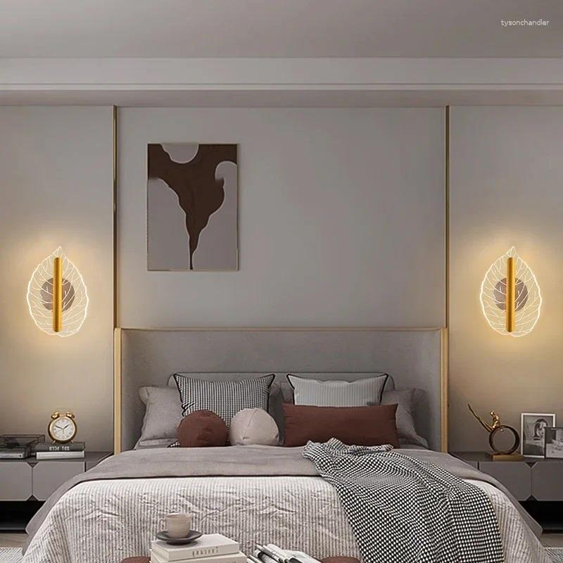 Lamps Wall BRIGHT Contemporary Leaves Lamp Indoor Living Room Bedroom Bedside Nordic Art El Corridor Hallway